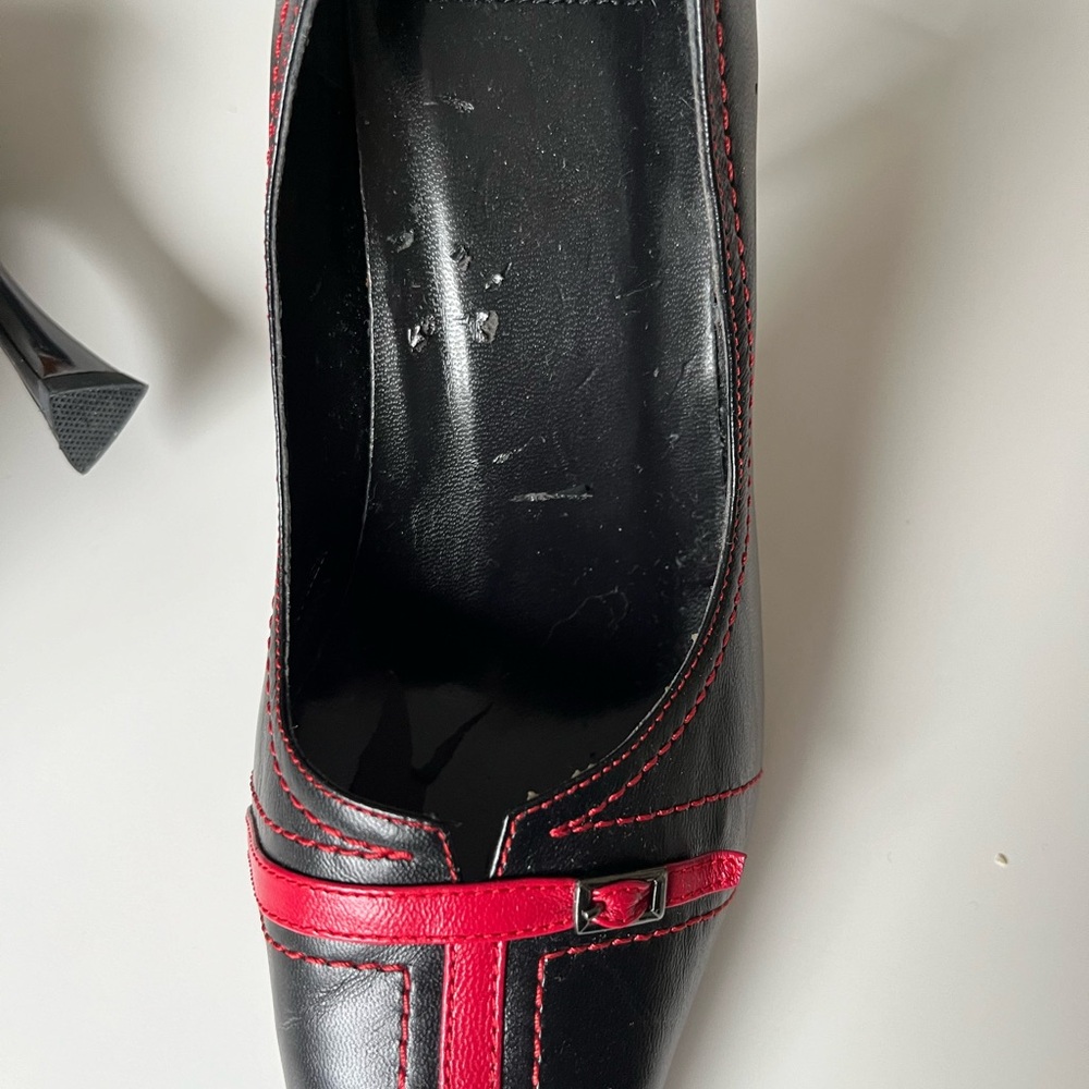 NYLA Black and Red Stiletto Heels Sz 8 - Picture 6 of 8